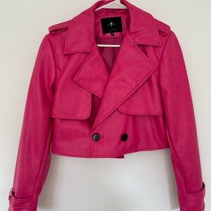 Hot pink medium cropped jacket from 7 for all Mankind